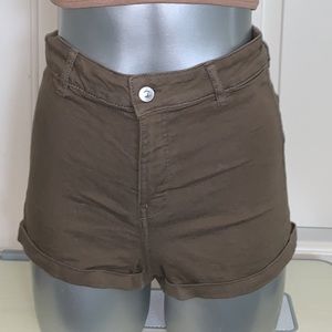 Olive tight high waisted shorts h&m